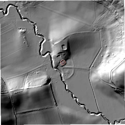 Shaded relief map of the ground around HR74LB, computed from Environment Agency LiDAR. The ground here sits at about 93 m above sea level and falls 55 m across the surrounding 800 m. Surface water reaching this point runs off ground lying to the north, 7.0 m higher.