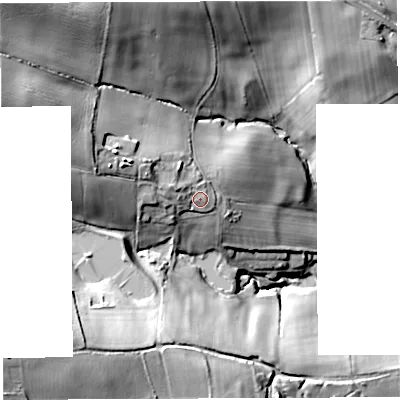 Shaded relief map of the ground around HR74SZ, computed from Environment Agency LiDAR. The ground here sits at about 164 m above sea level and falls 49 m across the surrounding 800 m. Surface water reaching this point runs off ground lying to the west-north-west, 4.9 m higher.