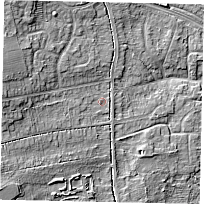 Shaded relief map of the ground around HU107BD, computed from Environment Agency LiDAR. The ground here sits at about 11 m above sea level and falls 13 m across the surrounding 800 m. Surface water reaching this point runs off ground lying to the west, 8.0 m higher.
