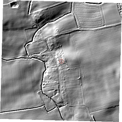 Shaded relief map of the ground around HU114NR, computed from Environment Agency LiDAR. The ground here sits at about 11 m above sea level and falls 9 m across the surrounding 800 m. Surface water reaching this point runs off ground lying to the east-north-east, 1.9 m higher.