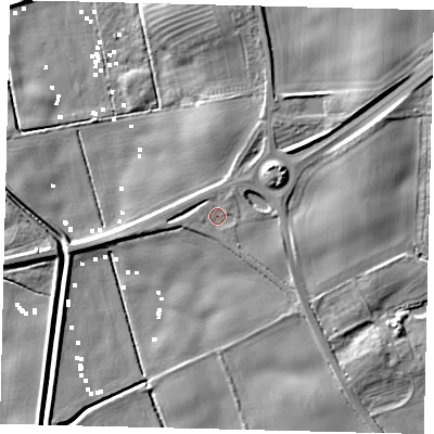 Shaded relief map of the ground around HU115SB, computed from Environment Agency LiDAR. The ground here sits at about 3 m above sea level and falls 9 m across the surrounding 800 m. Surface water reaching this point runs off ground lying to the north-east, 1.3 m higher.
