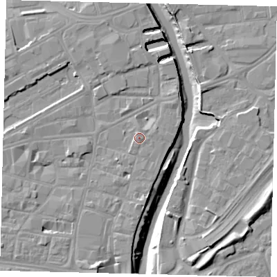 Shaded relief map of the ground around HU11NE, computed from Environment Agency LiDAR. The ground here sits at about 5 m above sea level and falls 11 m across the surrounding 800 m. Surface water reaching this point runs off ground lying to the south-south-west, 4.5 m higher.