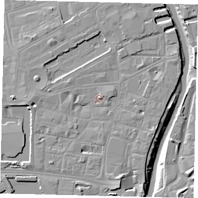 Shaded relief map of the ground around HU11XJ, computed from Environment Agency LiDAR. The ground here sits at about 5 m above sea level and falls 10 m across the surrounding 800 m. Surface water reaching this point runs off ground lying to the south-south-east, 5.0 m higher.