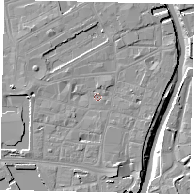 Shaded relief map of the ground around HU11XR, computed from Environment Agency LiDAR. The ground here sits at about 4 m above sea level and falls 10 m across the surrounding 800 m. Surface water reaching this point runs off ground lying to the south-south-east, 5.0 m higher.