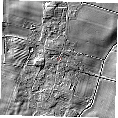 Shaded relief map of the ground around HU120BE, computed from Environment Agency LiDAR. The ground here sits at about 5 m above sea level and falls 8 m across the surrounding 800 m. Surface water reaching this point runs off ground lying to the north, 2.8 m higher.