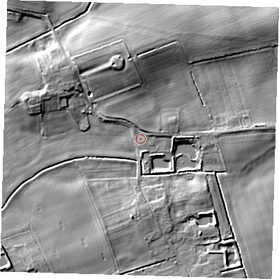 Shaded relief map of the ground around HU120DE, computed from Environment Agency LiDAR. The ground here sits at about 3 m above sea level and falls 11 m across the surrounding 800 m. Surface water reaching this point runs off ground lying to the north-east, 9.3 m higher.