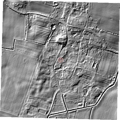 Shaded relief map of the ground around HU120DS, computed from Environment Agency LiDAR. The ground here sits at about 3 m above sea level and falls 7 m across the surrounding 800 m. Surface water reaching this point runs off ground lying to the north-east, 0.9 m higher.