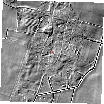 Shaded relief map of the ground around HU120DT, computed from Environment Agency LiDAR. The ground here sits at about 3 m above sea level and falls 6 m across the surrounding 800 m. Surface water reaching this point runs off ground lying to the north-north-east, 4.2 m higher.