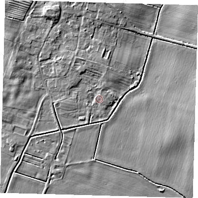 Shaded relief map of the ground around HU120DU, computed from Environment Agency LiDAR. The ground here sits at about 3 m above sea level and falls 5 m across the surrounding 800 m. Surface water reaching this point runs off ground lying to the north-north-west, 2.6 m higher.
