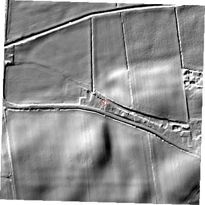 Shaded relief map of the ground around HU120NF, computed from Environment Agency LiDAR. The ground here sits at about 5 m above sea level and falls 13 m across the surrounding 800 m. Surface water reaching this point runs off ground lying to the east-south-east, 4.8 m higher.