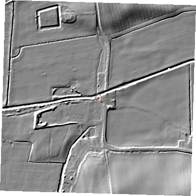 Shaded relief map of the ground around HU120NH, computed from Environment Agency LiDAR. The ground here sits at about 3 m above sea level and falls 13 m across the surrounding 800 m. Surface water reaching this point runs off ground lying to the north, 7.4 m higher.