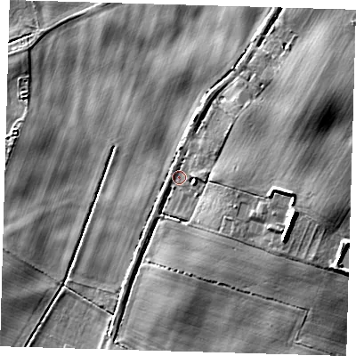 Shaded relief map of the ground around HU120PS, computed from Environment Agency LiDAR. The ground here sits at about 7 m above sea level and falls 11 m across the surrounding 800 m. Surface water reaching this point runs off ground lying to the east-north-east, 7.0 m higher.
