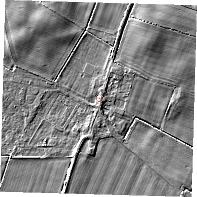 Shaded relief map of the ground around HU120PT, computed from Environment Agency LiDAR. The ground here sits at about 3 m above sea level and falls 8 m across the surrounding 800 m. Surface water reaching this point runs off ground lying to the north-north-east, 1.4 m higher.