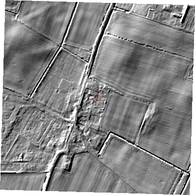 Shaded relief map of the ground around HU120PU, computed from Environment Agency LiDAR. The ground here sits at about 4 m above sea level and falls 13 m across the surrounding 800 m. Surface water reaching this point runs off ground lying to the north-east, 1.1 m higher.