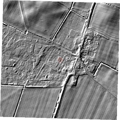 Shaded relief map of the ground around HU120QA, computed from Environment Agency LiDAR. The ground here sits at about 3 m above sea level and falls 7 m across the surrounding 800 m. Surface water reaching this point runs off ground lying to the east, 1.6 m higher.