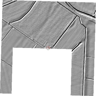 Shaded relief map of the ground around HU120QL, computed from Environment Agency LiDAR. The ground here sits at about 3 m above sea level and falls 4 m across the surrounding 800 m. Surface water reaching this point runs off ground lying to the east-north-east, 0.6 m higher.
