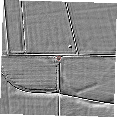 Shaded relief map of the ground around HU120QN, computed from Environment Agency LiDAR. The ground here sits at about 3 m above sea level and falls 3 m across the surrounding 800 m. Surface water reaching this point runs off ground lying to the south-west, 0.6 m higher.