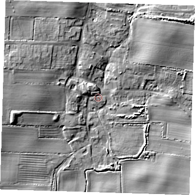 Shaded relief map of the ground around HU120TR, computed from Environment Agency LiDAR. The ground here sits at about 5 m above sea level and falls 14 m across the surrounding 800 m. Surface water reaching this point runs off ground lying to the north-west, 3.0 m higher.