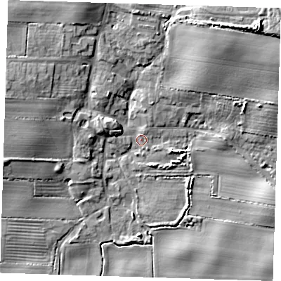 Shaded relief map of the ground around HU120TU, computed from Environment Agency LiDAR. The ground here sits at about 4 m above sea level and falls 14 m across the surrounding 800 m. Surface water reaching this point runs off ground lying to the north-north-east, 10.5 m higher.