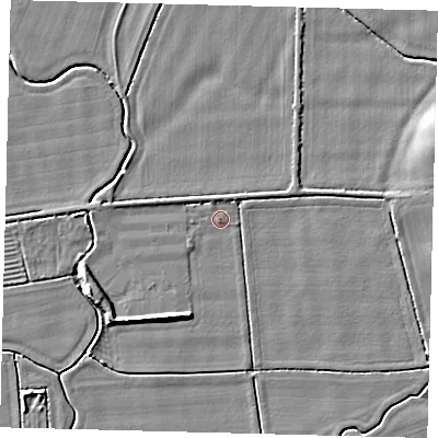 Shaded relief map of the ground around HU128AA, computed from Environment Agency LiDAR. The ground here sits at about 3 m above sea level and falls 5 m across the surrounding 800 m. Surface water reaching this point runs off ground lying to the south-south-west, 4.5 m higher.