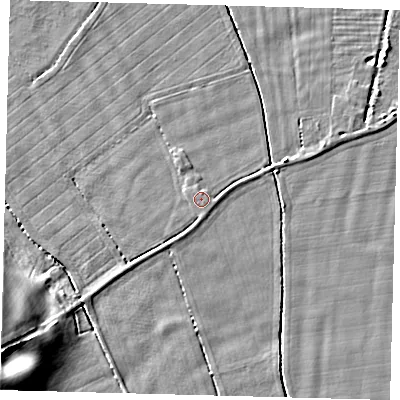 Shaded relief map of the ground around HU128AZ, computed from Environment Agency LiDAR. The ground here sits at about 3 m above sea level and falls 10 m across the surrounding 800 m. Surface water reaching this point runs off ground lying to the south-east, 0.6 m higher.