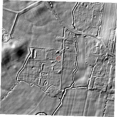 Shaded relief map of the ground around HU128BA, computed from Environment Agency LiDAR. The ground here sits at about 2 m above sea level and falls 6 m across the surrounding 800 m. Surface water reaching this point runs off ground lying to the north, 1.8 m higher.