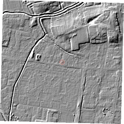 Shaded relief map of the ground around HU128BS, computed from Environment Agency LiDAR. The ground here sits at about 3 m above sea level and falls 7 m across the surrounding 800 m. Surface water reaching this point runs off ground lying to the north-east, 0.7 m higher.
