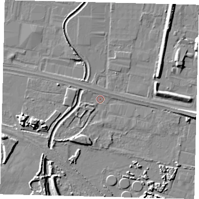 Shaded relief map of the ground around HU128ED, computed from Environment Agency LiDAR. The ground here sits at about 3 m above sea level and falls 9 m across the surrounding 800 m. Surface water reaching this point runs off ground lying to the south-west, 3.7 m higher.