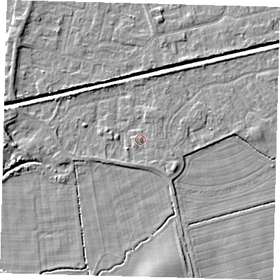 Shaded relief map of the ground around HU128FF, computed from Environment Agency LiDAR. The ground here sits at about 3 m above sea level and falls 6 m across the surrounding 800 m. Surface water reaching this point runs off ground lying to the north-north-east, 1.3 m higher.