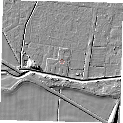 Shaded relief map of the ground around HU128FH, computed from Environment Agency LiDAR. The ground here sits at about 3 m above sea level and falls 9 m across the surrounding 800 m. The ground contributing surface water to this point lies to the west-south-west.