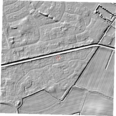Shaded relief map of the ground around HU128GL, computed from Environment Agency LiDAR. The ground here sits at about 3 m above sea level and falls 5 m across the surrounding 800 m. Surface water reaching this point runs off ground lying to the north-north-east, 0.8 m higher.