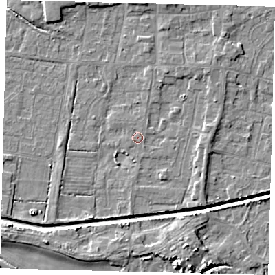 Shaded relief map of the ground around HU128HD, computed from Environment Agency LiDAR. The ground here sits at about 3 m above sea level and falls 6 m across the surrounding 800 m. Surface water reaching this point runs off ground lying to the south-east, 0.8 m higher.
