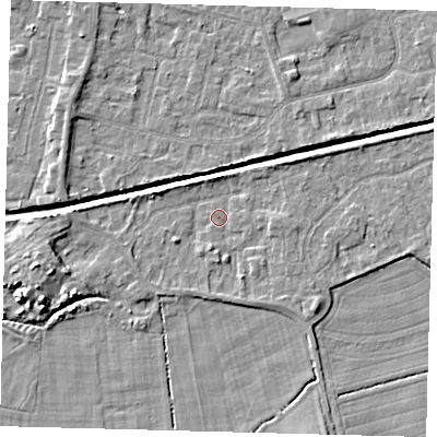 Shaded relief map of the ground around HU128LT, computed from Environment Agency LiDAR. The ground here sits at about 2 m above sea level and falls 6 m across the surrounding 800 m. Surface water reaching this point runs off ground lying to the west-south-west, 4.2 m higher.
