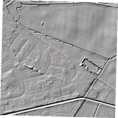 Shaded relief map of the ground around HU128PJ, computed from Environment Agency LiDAR. The ground here sits at about 3 m above sea level and falls 5 m across the surrounding 800 m. Surface water reaching this point runs off ground lying to the east-south-east, 0.7 m higher.