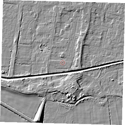 Shaded relief map of the ground around HU128PR, computed from Environment Agency LiDAR. The ground here sits at about 3 m above sea level and falls 9 m across the surrounding 800 m. Surface water reaching this point runs off ground lying to the north-east, 2.1 m higher.