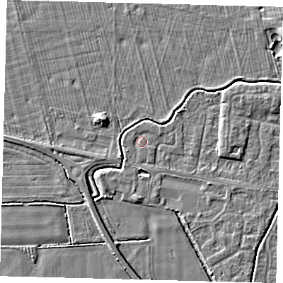 Shaded relief map of the ground around HU128PT, computed from Environment Agency LiDAR. The ground here sits at about 3 m above sea level and falls 5 m across the surrounding 800 m. Surface water reaching this point runs off ground lying to the north-east, 0.6 m higher.