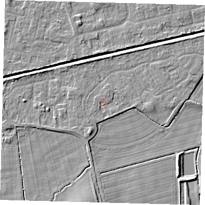 Shaded relief map of the ground around HU128PZ, computed from Environment Agency LiDAR. The ground here sits at about 3 m above sea level and falls 6 m across the surrounding 800 m. Surface water reaching this point runs off ground lying to the east, 1.2 m higher.