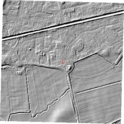 Shaded relief map of the ground around HU128QB, computed from Environment Agency LiDAR. The ground here sits at about 3 m above sea level and falls 5 m across the surrounding 800 m. Surface water reaching this point runs off ground lying to the south-south-west, 0.6 m higher.