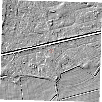 Shaded relief map of the ground around HU128QE, computed from Environment Agency LiDAR. The ground here sits at about 3 m above sea level and falls 5 m across the surrounding 800 m. Surface water reaching this point runs off ground lying to the north-north-east, 2.0 m higher.