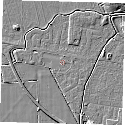 Shaded relief map of the ground around HU128QW, computed from Environment Agency LiDAR. The ground here sits at about 3 m above sea level and falls 6 m across the surrounding 800 m. Surface water reaching this point runs off ground lying to the east, 0.5 m higher.