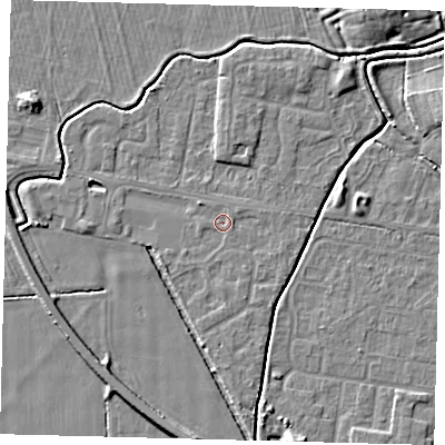 Shaded relief map of the ground around HU128QX, computed from Environment Agency LiDAR. The ground here sits at about 3 m above sea level and falls 6 m across the surrounding 800 m. Surface water reaching this point runs off ground lying to the south-south-east, 0.9 m higher.