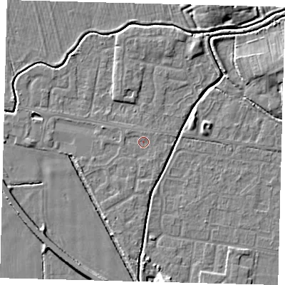 Shaded relief map of the ground around HU128QY, computed from Environment Agency LiDAR. The ground here sits at about 3 m above sea level and falls 6 m across the surrounding 800 m. Surface water reaching this point runs off ground lying to the south-south-west, 0.9 m higher.