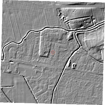 Shaded relief map of the ground around HU128XJ, computed from Environment Agency LiDAR. The ground here sits at about 3 m above sea level and falls 6 m across the surrounding 800 m. Surface water reaching this point runs off ground lying to the west-north-west, 1.2 m higher.