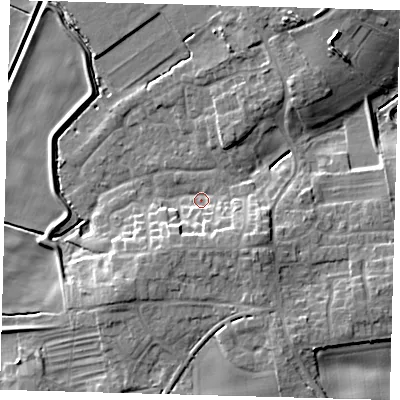 Shaded relief map of the ground around HU129HN, computed from Environment Agency LiDAR. The ground here sits at about 3 m above sea level and falls 10 m across the surrounding 800 m. Surface water reaching this point runs off ground lying to the south-south-east, 6.2 m higher.