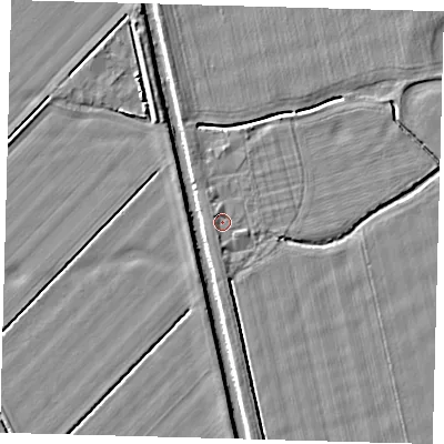 Shaded relief map of the ground around HU129JY, computed from Environment Agency LiDAR. The ground here sits at about 3 m above sea level and falls 4 m across the surrounding 800 m. Surface water reaching this point runs off ground lying to the north-north-west, 1.2 m higher.