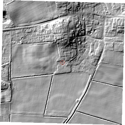 Shaded relief map of the ground around HU129TX, computed from Environment Agency LiDAR. The ground here sits at about 3 m above sea level and falls 14 m across the surrounding 800 m. Surface water reaching this point runs off ground lying to the north, 7.0 m higher.