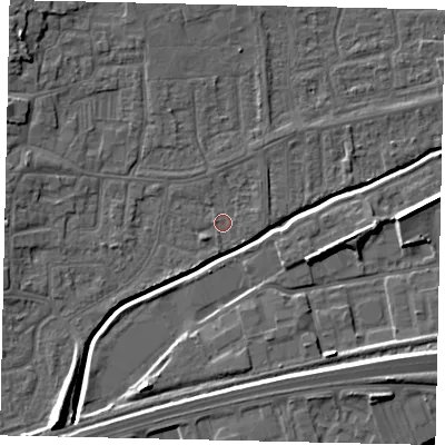 Shaded relief map of the ground around HU130AP, computed from Environment Agency LiDAR. The ground here sits at about 3 m above sea level and falls 10 m across the surrounding 800 m. Surface water reaching this point runs off ground lying to the north-west, 4.1 m higher.