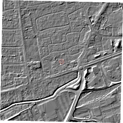 Shaded relief map of the ground around HU139AL, computed from Environment Agency LiDAR. The ground here sits at about 3 m above sea level and falls 7 m across the surrounding 800 m. Surface water reaching this point runs off ground lying to the east-south-east, 1.3 m higher.