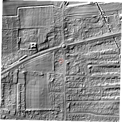 Shaded relief map of the ground around HU139AN, computed from Environment Agency LiDAR. The ground here sits at about 6 m above sea level and falls 15 m across the surrounding 800 m. Surface water reaching this point runs off ground lying to the south-west, 11.2 m higher.