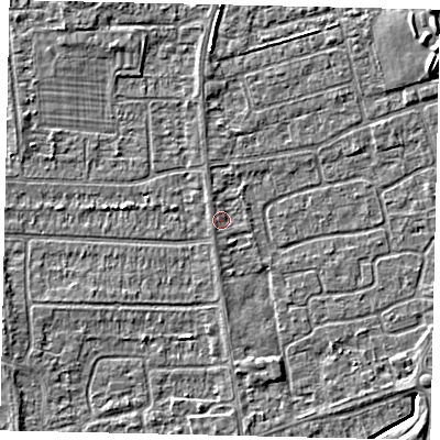 Shaded relief map of the ground around HU139DY, computed from Environment Agency LiDAR. The ground here sits at about 3 m above sea level and falls 4 m across the surrounding 800 m. Surface water reaching this point runs off ground lying to the north-west, 0.8 m higher.